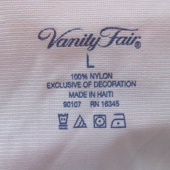 Vintage Vanity Fair Pink Nylon Short Sleeve Pajama Top Laced Trim Button Front L - Picture 5 of 8